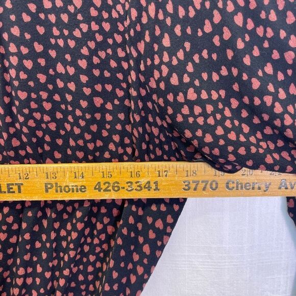 Rails Black Red Hearts Smocked Waist Jasmine Enamoured Mini Dress Medium - Picture 8 of 10